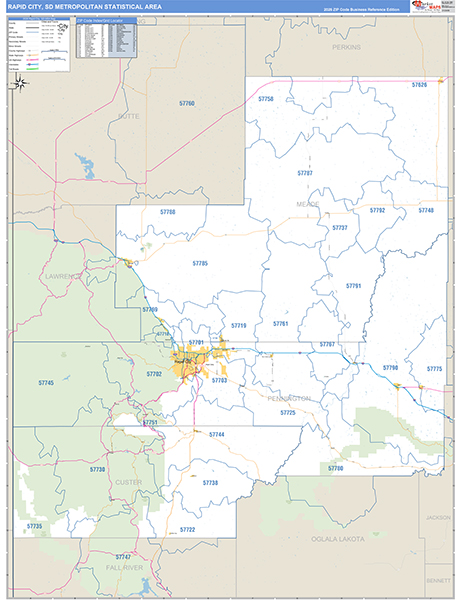Rapid City Metro Area Wall Map